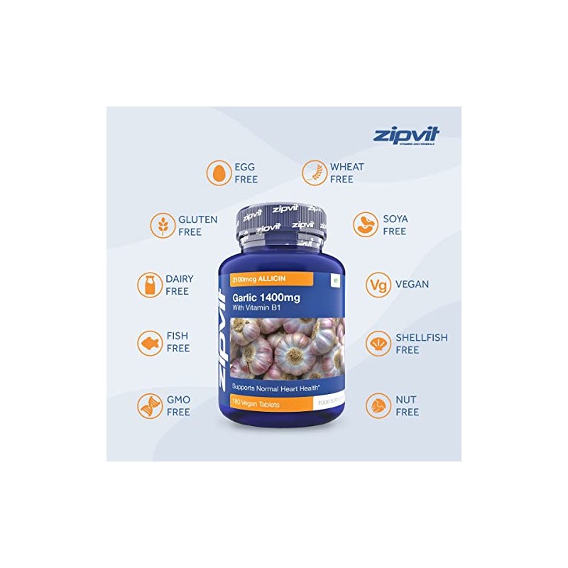Garlic Tablets 1400mg, 2100mcg Allicin per Tablet with Added Vitamin