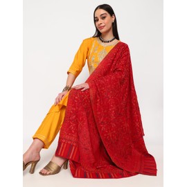 La Vastraa Pashmina Feel Soft Kani Cashmere Shawl - Women Shawls and Wraps for evening dresses Red