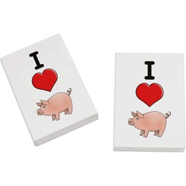 2 x 45mm 'I Love Pigs' Erasers/Rubbers (ER00033686)