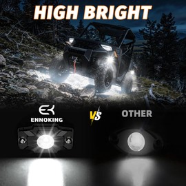 EK ENNOKING LED Rock Lights Trail Rig Lamp Rocklights 6500K Pure White LED Neon Underglow Lights IP68 Waterproof 9-24V for Off Road Truck Golf Carts ATV UTV SUV SXS RV Motorcycle Boat (4 Pods)