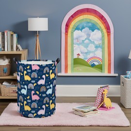 TIBAOLOVER Dinosaur Kids Laundry Basket Baby Hamper Rainbow Toy Storage Bin for Boys Room Decor Baby Nursery Hamper Gift Baskets for Bedroom Bathroom(Rainbow Dinosaur)