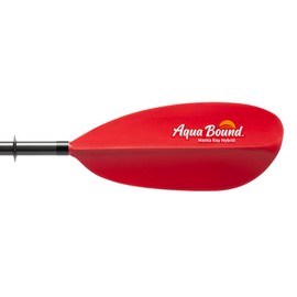 AQUA BOUND Manta Ray Hybrid 2-Piece Posi-Lok Kayak Paddle - Carbon Shaft, Fiberglass-Reinforced Nylon Blades with Dihedral Design, Adjustable Offset, High-Angle Performance (Sunset Red, 230 cm)