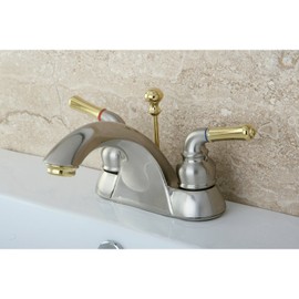 Kingston Brass KB2629 Naples 4-Inch Centerset Lavatory Faucet, Brushed Nickel and Polished Brass