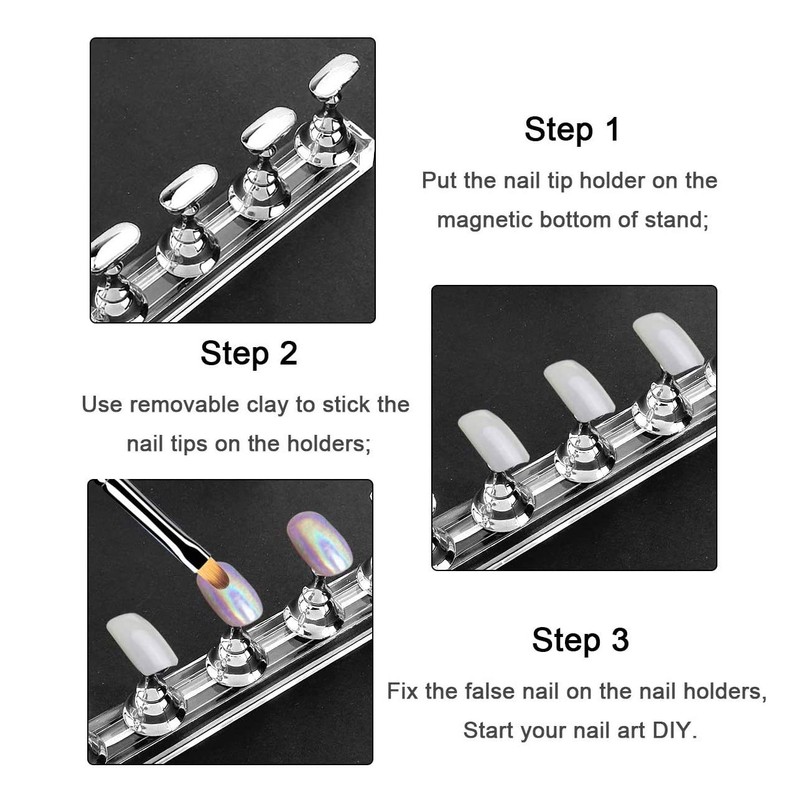 Magnetic Nail Tip Stand, BetterJonny Set of 4, Nail Practice