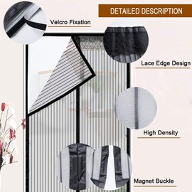 Puerta de Pantalla Magnética Malla Cortina Mosquitera Magnético Film para Puertas con Malla Super Fina Transpirable y Cierre Automático Magnético para Dejar a los Insectos Fuera Fácil de Instalar