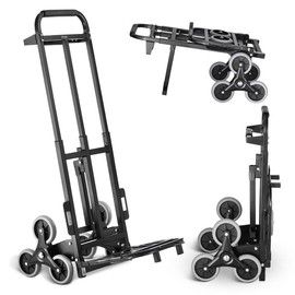 VEVOR Stair Climbing Cart, 460 lbs Capacity Stair Climber Hand Truck and Dolly, Heavy-Duty Folding Trolley Cart with Dual Handle, 6 Wheels & 2 Elastic Ropes for Home Office Shopping Moving Warehouse
