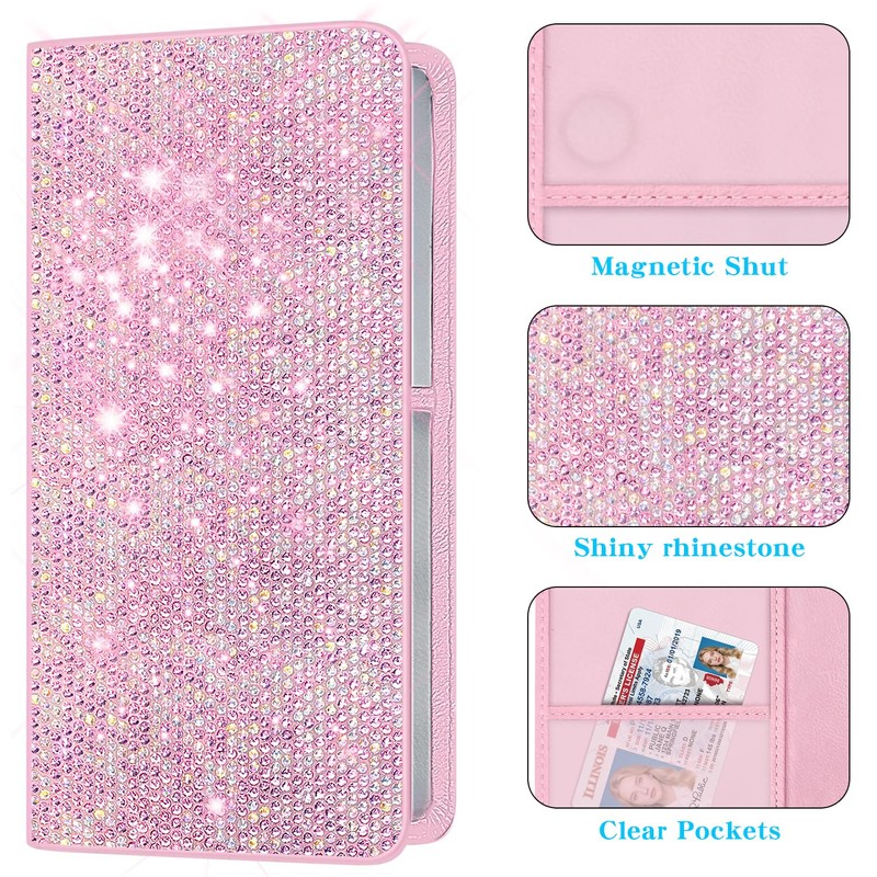 Mulixis Bling Car Registration and Insurance Holder Crystal Rhinestone Car