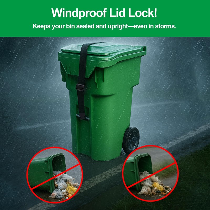 Trash Can Locks for Animals，One Claw Heavy-Duty Adjustable Bungee Straps