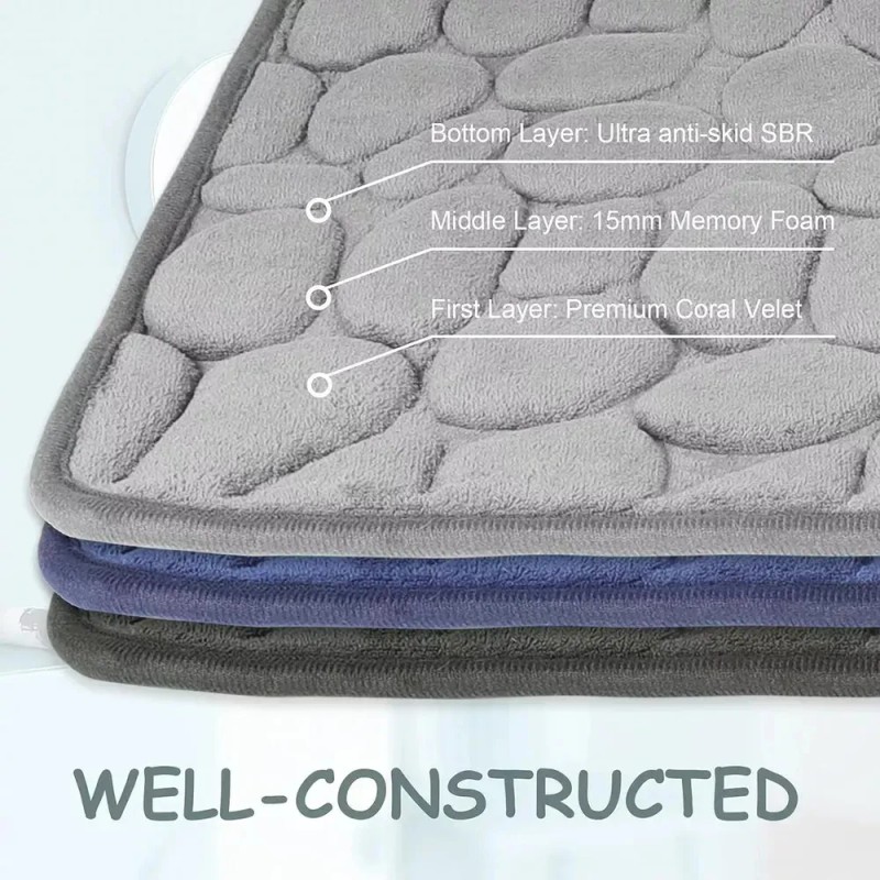 Alfombra De Baño Antideslizante En Forma De Guijarro Gris