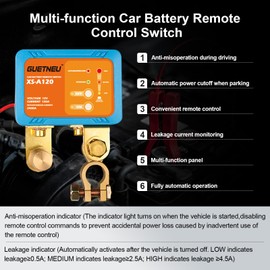 GUETNEU Remote Battery Disconnect Switch - Kill Switch for Car, Anti-Theft, 12V 120A, Battery Shut Off Switch, Battery Leakage Prevention, for Auto Truck Boat
