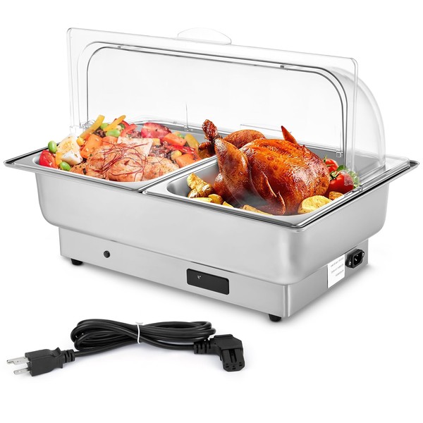 GarveeHome Electric Roll Top Chafing Dish Buffet Set, 9 Qt