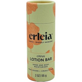 Erleia Barra De Loción, Ideal Para Viajes, Hidratante Sólida, Ingredientes De Origen Sostenible, Vegana, Libre De Crueldad Animal, Sin Plástico (Cítricos)