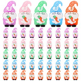 Lyreh 50pcs Easter Mini Gnomes, 5 Colors Miniature Dwarf Statues Tiny Gnomes Figurines Small Dwarf Perfect Decorations and Gifts for Home Desktop Garden Micro Landscape Easter Parties