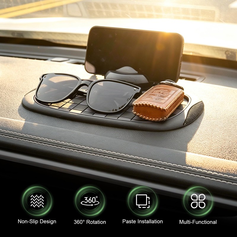 lekiliky Multifunction Car Anti-Slip Mat, Car Dashboard Storage Pad with