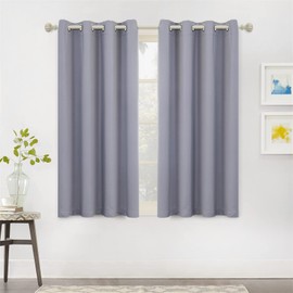 MYSKY HOME Grey Blackout Curtains 54 Inch Length for Kitchen Windows Gray Thermal Insulated Short Cafe Curtains Decoration Room Darkening Drapes with Grommets 2 Panels Set, 52W x 54L, Grey