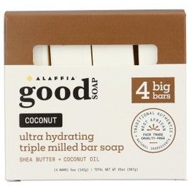 ALAFFIA Coconut Good Soap Value Pack 4 Count, 20 OZ