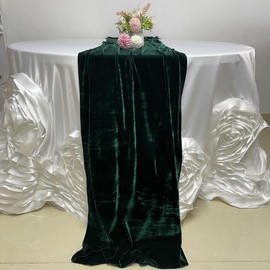 Luchuan Velvet Table Runner, 10ft Wedding Reception Decorations, 20x120inch Soft Velvet Fabric, Table Linen Overlay, Wedding Table Runners (Emerald Green, 20X120inch)