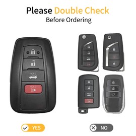 Koongloong Key Fob Cover for Toyota Camry Highlander RAV4 Corolla Prius 4Runner C-HR 2018-2024 Car Keys Case Protector Keychain Accessories 4 Button TPU Gold Silver Bling