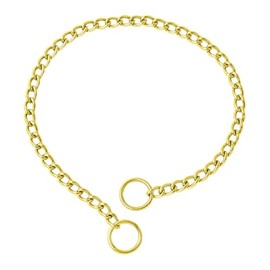 WePet Dog Chain Collar, Metal Slip Collar, Heavy Duty Choke Collar, for Training, Control, Durable Steel Cuban Links, Avail, Gold, XS