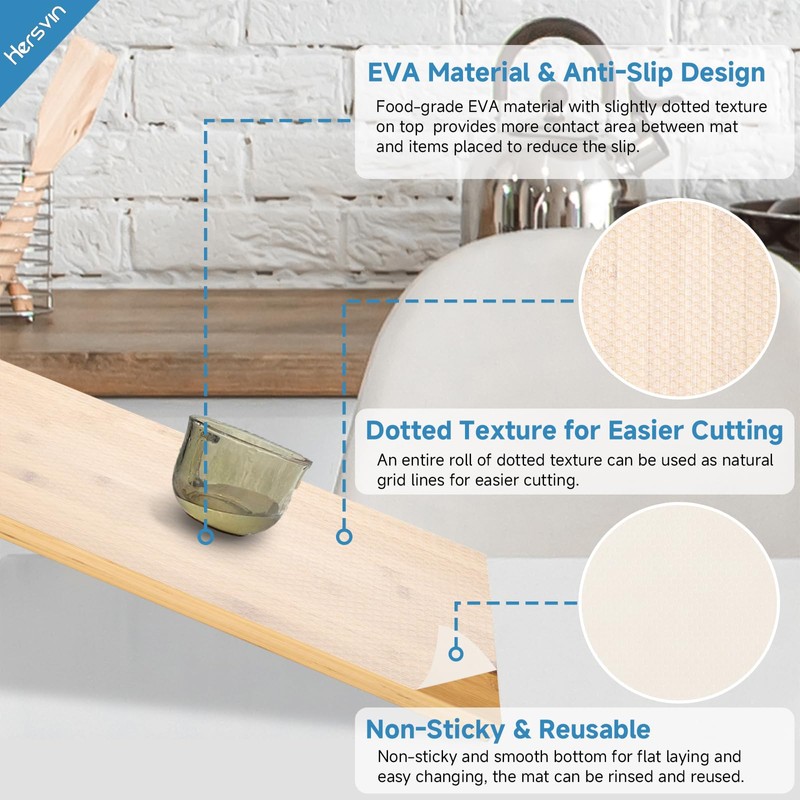 Hersvin Shelf Liners 16 in x 20 ft EVA Drawer
