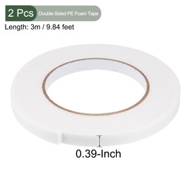YOKIVE 2 Pcs Double-Sided Foam Tapes, Sponge Adhesive Great for Office, Art, Home, Daily Use (10x2.5mm 3/16.4ft)