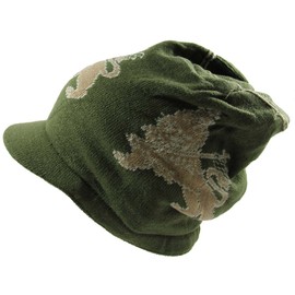 NY Lion Dread Knit Beanie Visor (Olive)