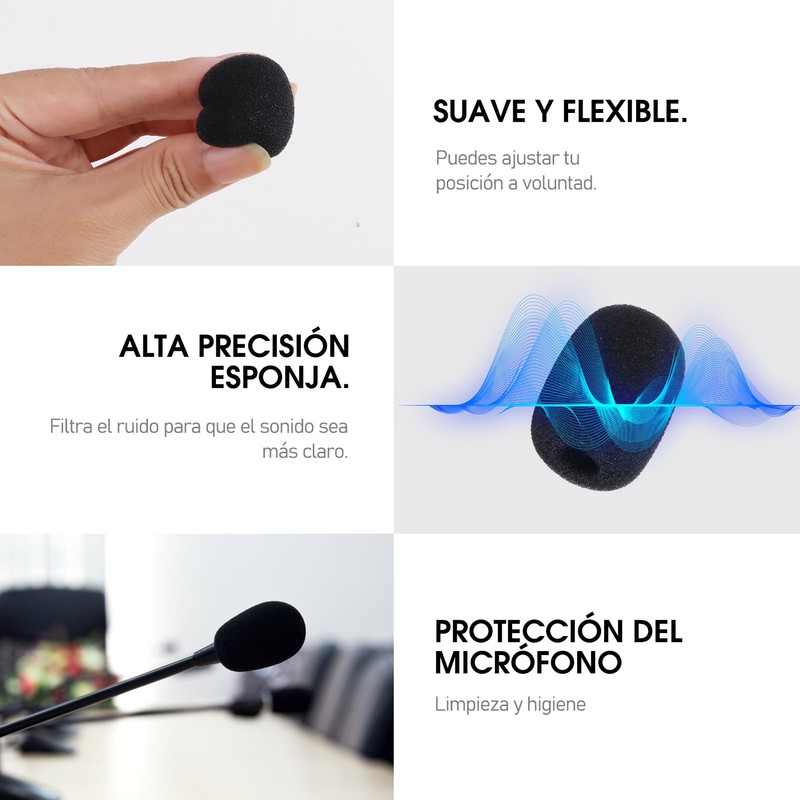 30 Fundas de Espuma para Micrófonos Protección Profesional 8mm Micrófono