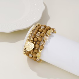 SLYAIH Bohemian Mix Bead Multi Layer Versatile Statement Bracelets Stackable Beaded Strand Stretch Bracelets Trendy Jewelry Heart Tassel Charm Bracelets Gifts for Women, One Size, Crystal, no gemstone