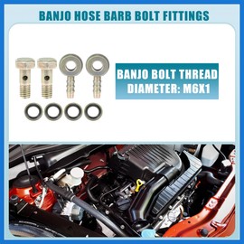 VekAuto Banjo Bolt M6x1 Banjo Hose Barb Bolt Fittings Brake Line Fitting Adapter with Copper Washers for Motorcycle Car (Set of 2) Auto Accessories