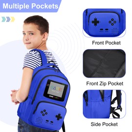APLAET Game Backpack Set for Boys Kids, Gaming Kids Boys Backpack with Lunch Box and Pencil Bag, Large Capacity Game School Bag 17"
