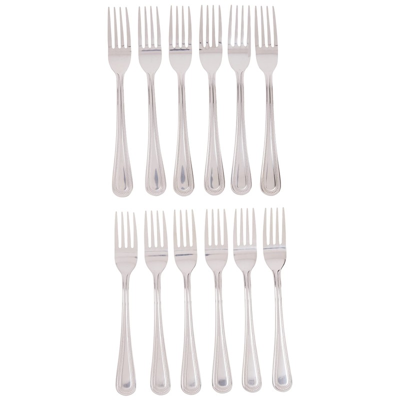 Winco 0005-05 12-Piece Dots Dinner Fork Set, 18-0 Stainless Steel