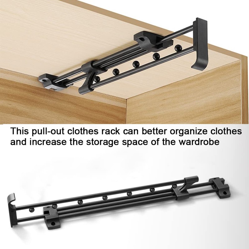 Heavy Duty Extendable Pull Out Closet Rod - Sliding Wardrobe