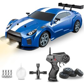 Liberty Imports RC Drift Car 1/16 2.4GHz 4WD Remote Control Sport Racing On-Road Vehicle with LED Light, Batteries and Drift Tires (Silver)