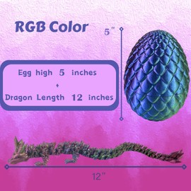 Easter Basket Stuffers, 3D Printed Dragon in Egg, Surprise Egg with Dynamic Dragon Inside, Full Articulated Crystal Fidget Dragon, 3D Printed Mystery Animals Toy for Home & Office Decoration