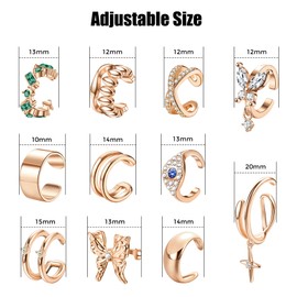 JeryWe 27 Pcs Ear Cuffs for Women Non Piercing, 14K Real Gold Plated Clip On Earrings CZ Cartilage Ear Cuff Earrings for Women Fake Piercing Earrings Ear Clips