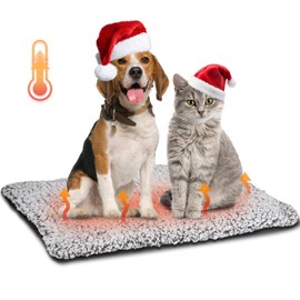 Nobleza Self Heating Cat Bed, Super Soft Thermal Dog Crate Bed Mat for Sleeping, Washable Anti-Slip Self Warming Pet Kennel Pad for Small Medium Cats Dogs Indoor Outdoor (LightGray, M)