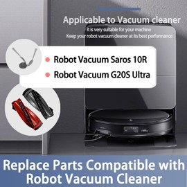 Replacement Kit Accessories Compatible with Roborock Saros 10R Robot Vacuum Cleaner Parts 2 Dual Main Brush 6 Side Brush 4 HEPA Filter 6 Mop Cloth 6 Dust Bag
