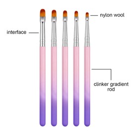 5 Pcs Nail Brush Set, Professional Gel Nail Acrylic Brush, Acrylic Powder Nail Brush for Nails, Extension and Modelling Acrylic Nails