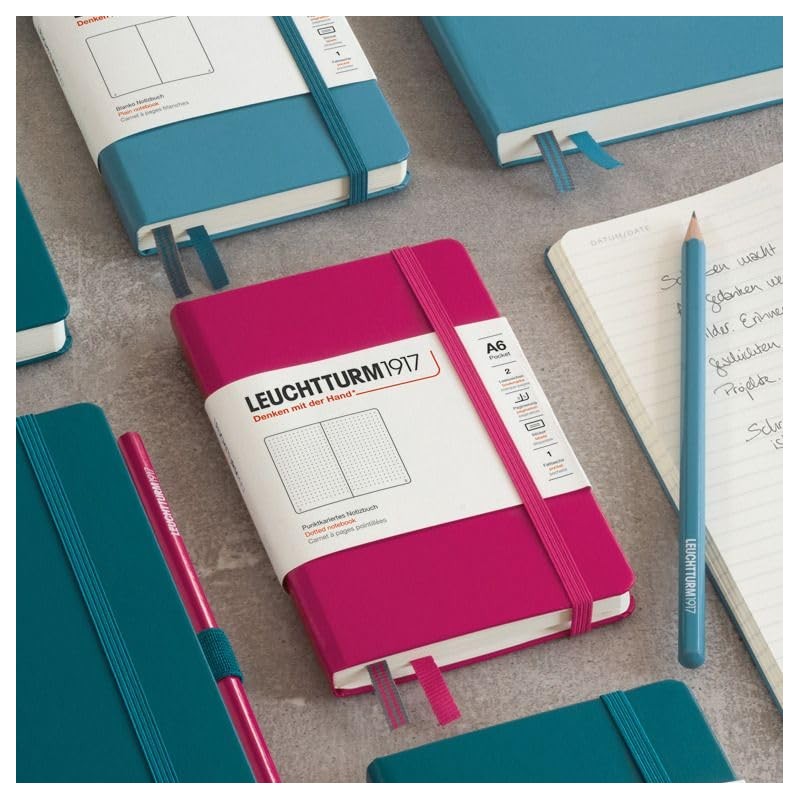 LEUCHTTURM1917 370297 Pocket Notebook (A6), Hardcover, 187 Numbered Pages, Forest