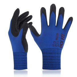 DEX FIT Premium Nylon Nitrile Work Gloves FN320, 3 Pairs, 3D-Comfort Stretchy Fit, Firm Grip, Thin & Lightweight, Durable, Breathable & Cool, Machine Washable; Blue 10 (XL)