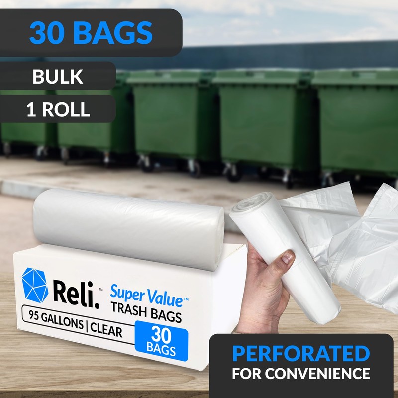 Reli. 95 Gallon Trash Bags Heavy Duty | 30 Trash