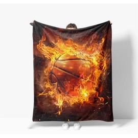 Basketball Blanket Sports Fleece Throw Blanket Super Soft Warm Cozy Fuzzy Plush Basketball Team Player Blanket Gifts for Sport Fans Girls Boys Kids Room Decor40 X50
