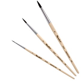 Roubloff (3 Pack) Professional Brush Set in Sizes 1-3-5 | Mix of Squirrel and Synthetic Hair | Drawing Brush Set with Round Tip for Water-Based Paints
