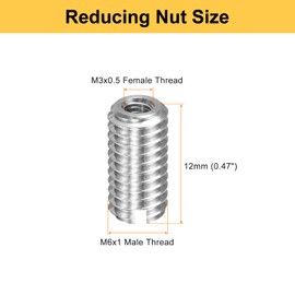 sourcing map 20pcs Thread Repair Inserts M6 x 1 Male to M3 x 0.5 Female Thread 12mm Long Stainless Steel Reducing Nuts Metric Self Tapping Sleeves Threaded Reducer Industrial Fasteners