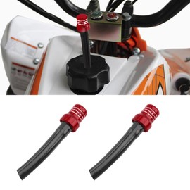 HEVLE 2PCS Gas Fuel Cap Air Vent Hose, Universal CNC Tank Valve Vent Tube with Chekc Ball, Aluminum Breather Valve Fits for 50cc 110cc 70cc 125cc ATV Motorcycle Dirt Pit Quad Bike Motocross