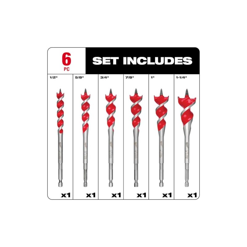 Milwaukee 48-13-0600 Speed Feed Wood Bit 6-1/2" Set - 6