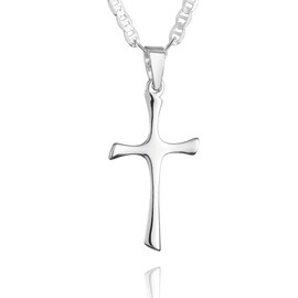 fish Girl boy Necklace Sterling Silver 925 Cross Pendant Length Adjustable Jewelry Case v