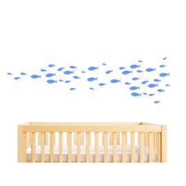 77Pieces Set Fish Wall Decal,Removable Vinyl Stickers for Kids Baby Bedroom, Bathroom,Nursery Decoration A05 (Medium Blue)