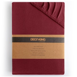 DecoKing Fitted Sheet Small Double Cotton Jersey Boxspring, Amber Collection, 100x200-120x200 cm Maroon Burgundy