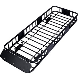 SPOFLYINN 38.5 x 43 Inch Universal Roof Rack Cargo Carrier Basket Rooftop Luggage Holder Carrier Basket for Camping Traveling 64 inches Long